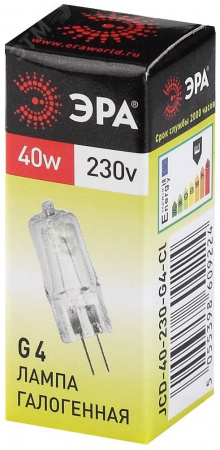 Лампа накаливания галогенная G4-JCD-40W-230V-CL (галоген, капсула, 40Вт, нейтр, G4) (100/1000/35000)