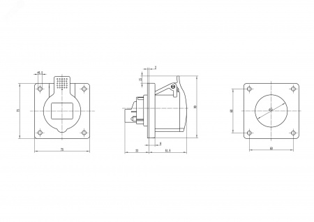 Розетка скрытой установки IP44 16A 3P+E 400V