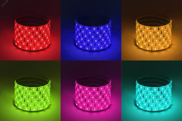 Лента светодиодная 14,4Вт/м 12В RGB IP65 60LED/м LS5050-14,4-60-12-RGB-IP65-1