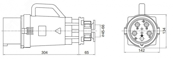 Вилка кабельная CP IP67 250A 3P+E+N 690В