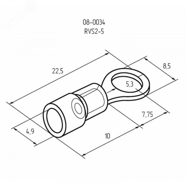 Наконечник кольцевой изолир  5.3 мм 1.5-2.5 кв мм (НКи 2.5-5 НКи2-5) синий, REXANT