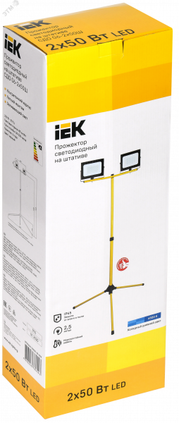 Прожектор светодиодный СДО 06-2x50Ш штатив 6500К IP65 черный IEK