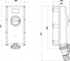 Розетка наружной установки IP67 125А 3P+E+N 400В с механической блокировкой и боковым расположением разъема