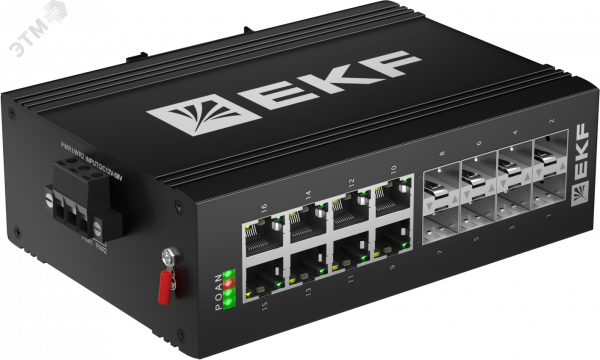 Коммутатор промышленный неуправляемый U-8GX/SFP-8GT, 8 портов 1000Base-X SFP, 8 портов 10/100/1000Base-T(X) RJ45, монтаж на динрейку TSX EKF