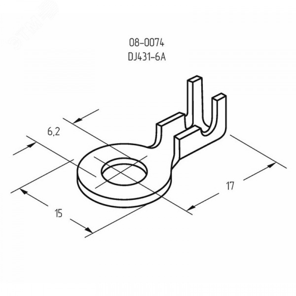 Наконечник кольцевой, 6.2 мм, 0.5-0.8 кв мм (НК 6-0,5-0,8), REXANT