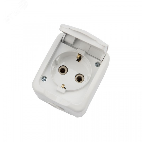 Розетка одноместная (керамика) Mini OG IP54, с заземлением, о/у, белая