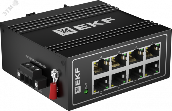 Коммутатор промышленный неуправляемый U-8T, 8 портов 10/100Base-T(X) RJ45, монтаж на динрейку TSX EKF