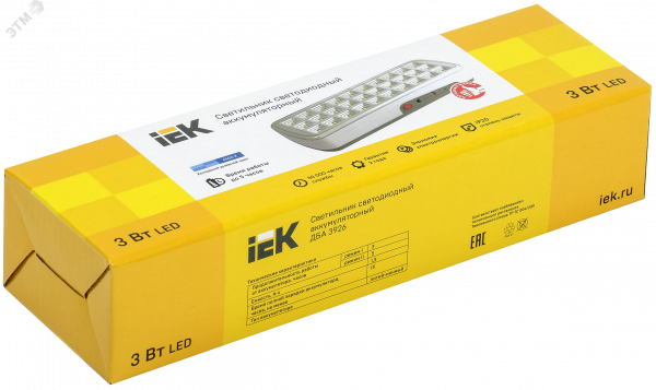 Светильник ДБА 3926 аккумулятор 3-5ч 3Вт IEK