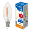 Лампа светодиодная. LED-C35-5W/4000K/E14/CL/SLF Форма свеча, прозрачная. Белый свет (4000K). ТМ Volpe