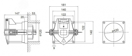Розетка панельная PSS IP67 160A 3P+E+N 690В
