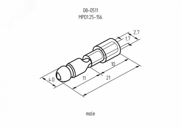 Разъем штекерный изолир штекер 4 мм 0.5-1.5 кв мм (РШи-п 1.5-4 РШИп 1,25-4) красный, REXANT