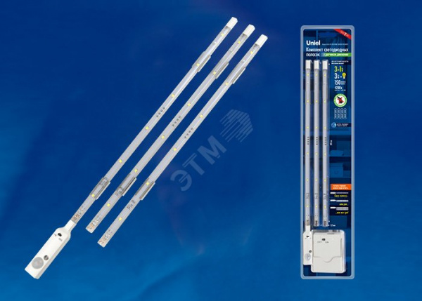 Комплект ULM-F42-3W/4200K SENSOR IP20 WHITE светодиодных полосок с датчиком движения 10 Lux. Питание 4 ААА. 150 Lm. Белый.