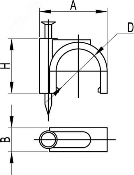 Скоба пластиковая с гвоздем D=3-4мм