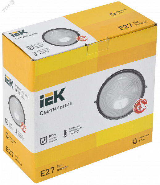 Светильник НПП1101 черный/круг 100Вт IP54 IEK