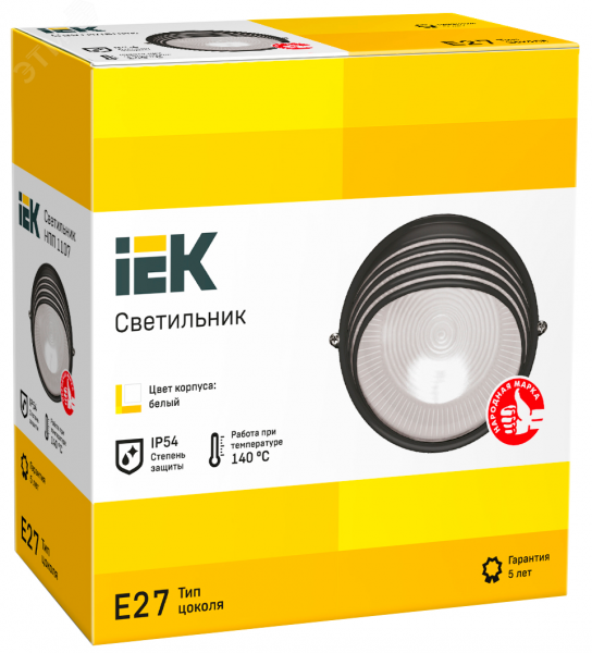 Светильник НПП1107 белый/круг ресничка 100Вт IP54 IEK