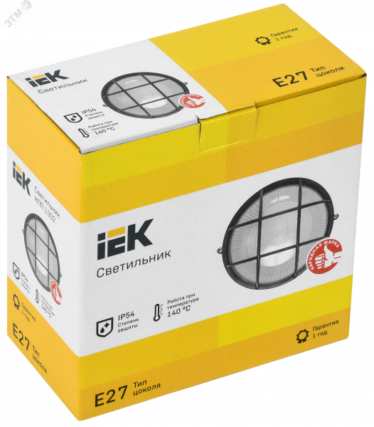 Светильник НПП1302 черный/круг с реш.60Вт IP54 IEK