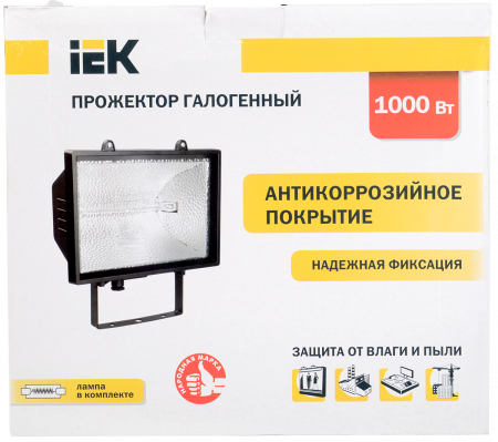 Прожектор ИО1000 галогенный черный IP54 IEK