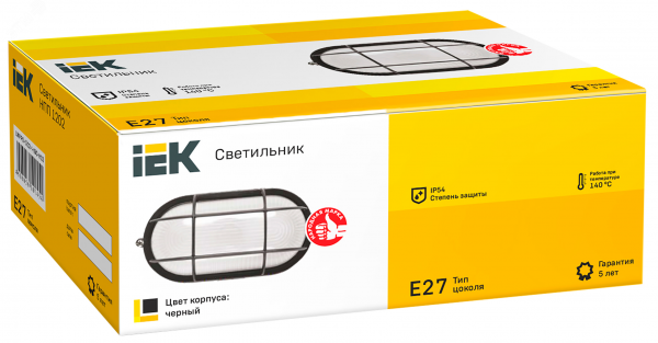 Светильник НПП1202 черный/овал с реш. 100Вт IP54 IEK