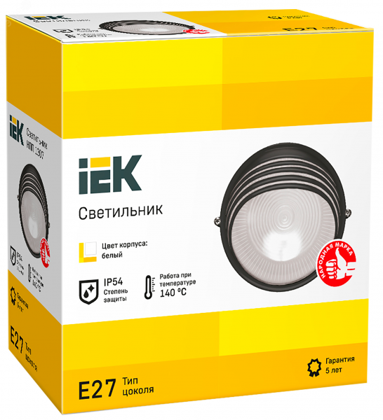 Светильник НПП1307 белый/круг ресничка 60Вт IP54 IEK