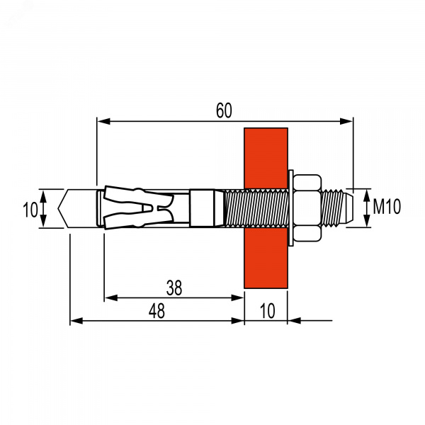 Анкер М10х60 усиленный клиновой
