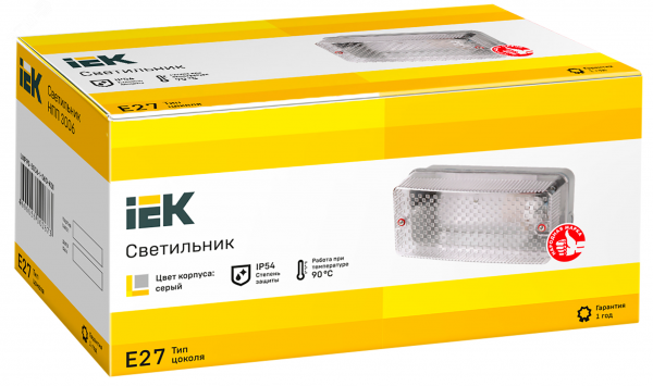 Светильник НПП3006 серый 60Вт IP54 IEK
