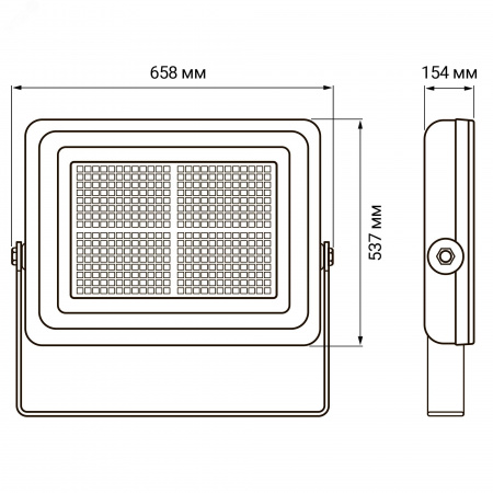 Прожектор светодиодный ДО-600w 6500K 72000 Лм IP65 60°  (плоский корпус)