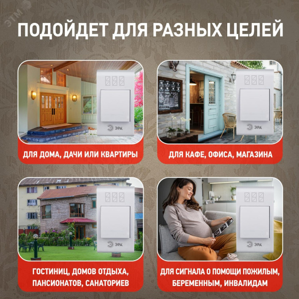 Звонок дверной беспроводной на батарейках 32 мелодии 100м IP20 бело-синий 2АА/А23 A01