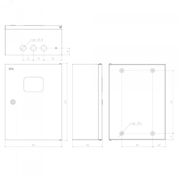 Корпус металлический ЩМПг-04 с окном (400х300x175) IP54 У2 серый SIMPLE