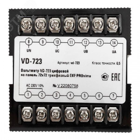 VD-723 Вольтметр цифровой на панель (72х72) трехфазный EKF PROxima