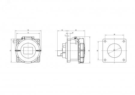 Розетка скрытая IP67 16A 3P+E+N 400V