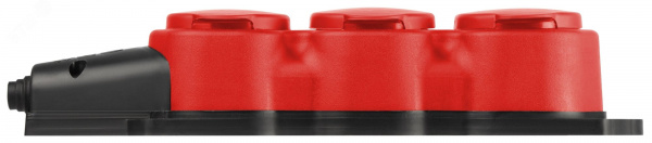 Колодка каучуковая с заземлением 3 розетки 16A IP44 красная KX-3e-RED-IP44