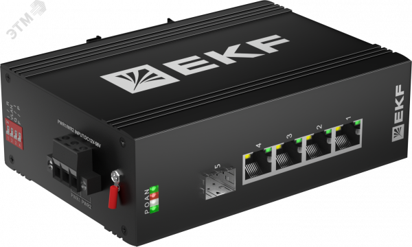 Коммутатор промышленный неуправляемый U-1GX/SFP-4GTP, 1 порт 1000Base-X SFP, 4 порта 10/100/1000Base-T(X) RJ45 c PoE, монтаж на динрейку TSX EKF