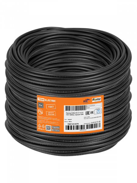 Провод ПуВнг(А)-LS 1х1,0 ГОСТ (800м), черный TDM