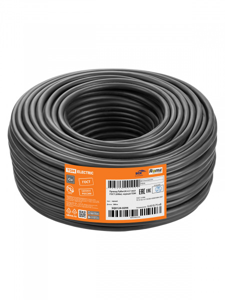 Провод ПуВнг(А)-LS 1х6,0 ГОСТ (200м), черный TDM