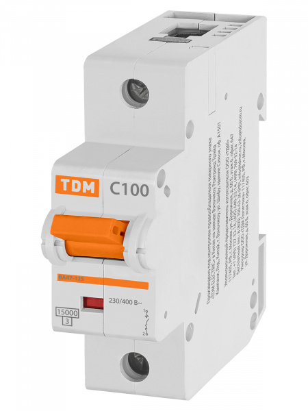 Авт. выкл. ВА47-125 1Р 100А 15кА  х-ка С TDM