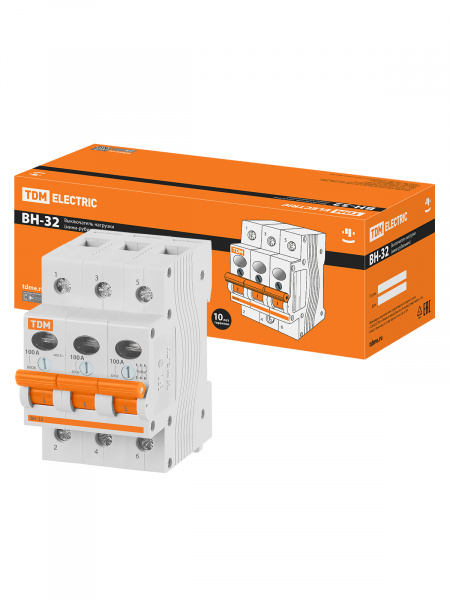 Выключатель нагрузки (мини-рубильник) ВН-32 3P 100A TDM