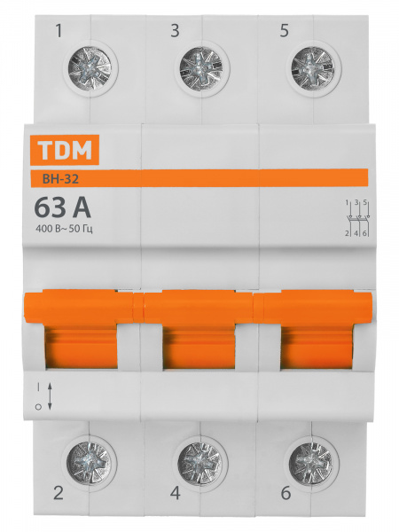 Выключатель нагрузки (мини-рубильник) ВН-32 3P 63A Home Use TDM