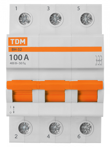 Выключатель нагрузки (мини-рубильник) ВН-32 3P 100A Home Use TDM