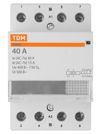 Контактор модульный КМ63/4-40 3НО;1НЗ TDM