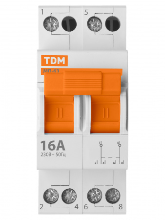 Модульный переключатель трехпозиционный МП-63 2P 16А TDM