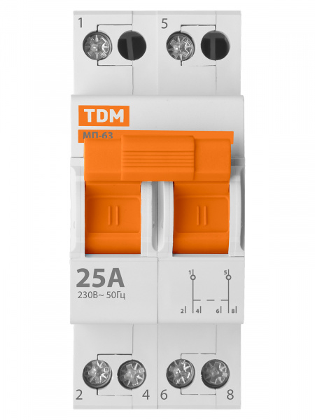 Модульный переключатель трехпозиционный МП-63 2P 25А TDM