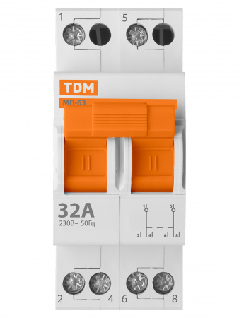 Модульный переключатель трехпозиционный МП-63 2P 32А TDM