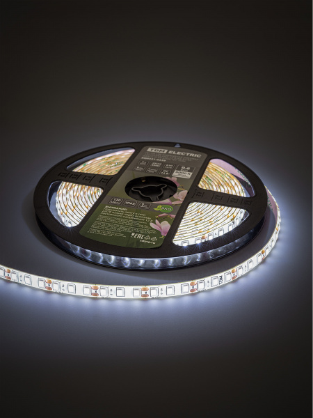 Лента светодиодная SMD2835-120 LED/м-IP65-12 В-9,6 Вт/м-6000 К (5 м) блистер TDM