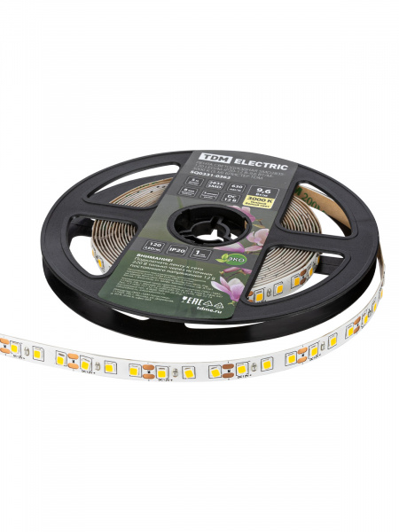 Лента светодиодная SMD2835-120 LED/м-IP20-12 В-9,6 Вт/м-3000 К (5 м) блистер TDM