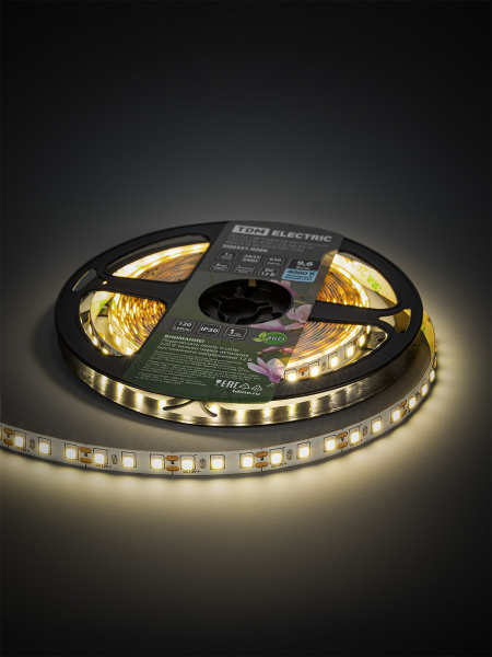 Лента светодиодная SMD2835-120 LED/м-IP20-12 В-9,6 Вт/м-4000 К (5 м) блистер TDM
