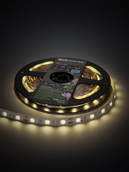 Лента светодиодная SMD5050-60 LED/м-IP20-12 В-14,4 Вт/м-4000 К (5 м) блистер TDM
