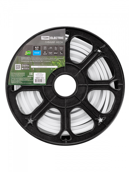 Гибкий неон SMD2835-120 LED/м-220 В-6,5 Вт/м-IP67-синий (25м) TDM