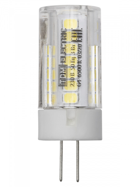 Лампа светодиодная G4-3 Вт-230 В-6500 К, SMD, 16x43 мм TDM