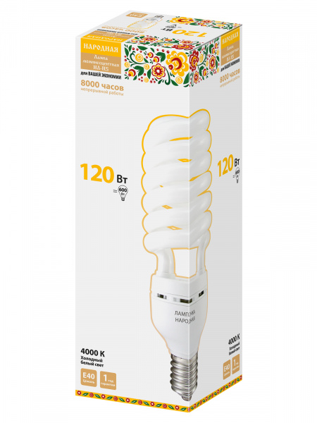 Лампа люминесцентная НЛ-HS-120 Вт-4000 К–Е40