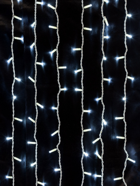 Гирлянда светодиодная "Занавес" 2х3м, 600LED, 6500К, бел. шнур, посл. подкл, IP65, 250 В, TDM
